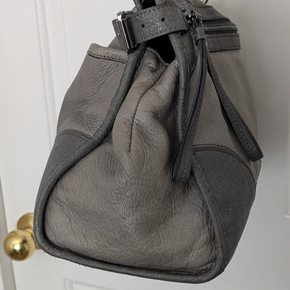 2000s Mulberry Gray Leather Large 2-Way Bag Shoulder Bag Top Handle Bag - Picture 5 of 16